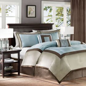 7 Piece Comforter Set Blue Cal King