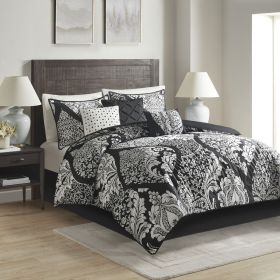 7 Piece Cotton Printed Comforter Set Black Cal King