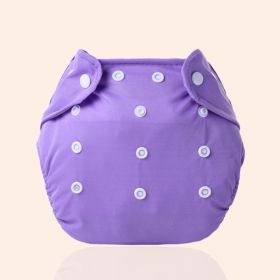 Increase diaper pants washable diapers can adjust the baby can pull pants pants waterproof waterproof diapers pants (Option: Purple-Thick)