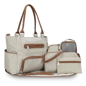 8Pcs Baby Nappy Diaper Bags Set For Mom Dad Mummy Handbags Multifunctional Diaper Changing Bags With Bottle Bag Mesh Bag Purse Diaper Pad 2 Burp (Option: Khaki)