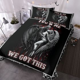3Pcs Skull Goth Bedding Sets,Skull Bohemian Gothic Bedding Decor Duvet Cover Set, Boho Hippie Bedding Sets (size: Full)