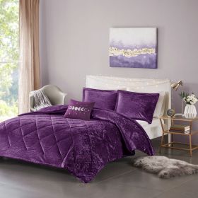 Full/Queen Velvet Comforter Set with Throw Pillow (Color: as Pic)