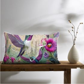 2 Pcs Of Tropical Hummingbird Art Bedroom Satin Printed Soft And Skin Friendly Pillowcase Suitable For All Seasons (Option: 51x66cm-Purple)