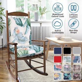 Waterproof Rocking Chair Cushion Upper And Lower Back And Seat Sets With Non-Slip Ties Oxford Cloth Surface Polyester Filling Comfortable For Ind (Option: BeigeColorLeafPro)